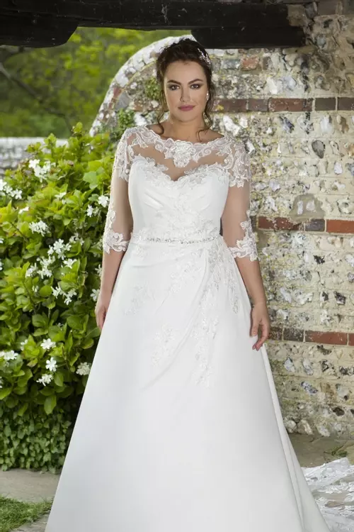 Blair TC-W407, Plus Size Lace Wedding Dress with Sleeves