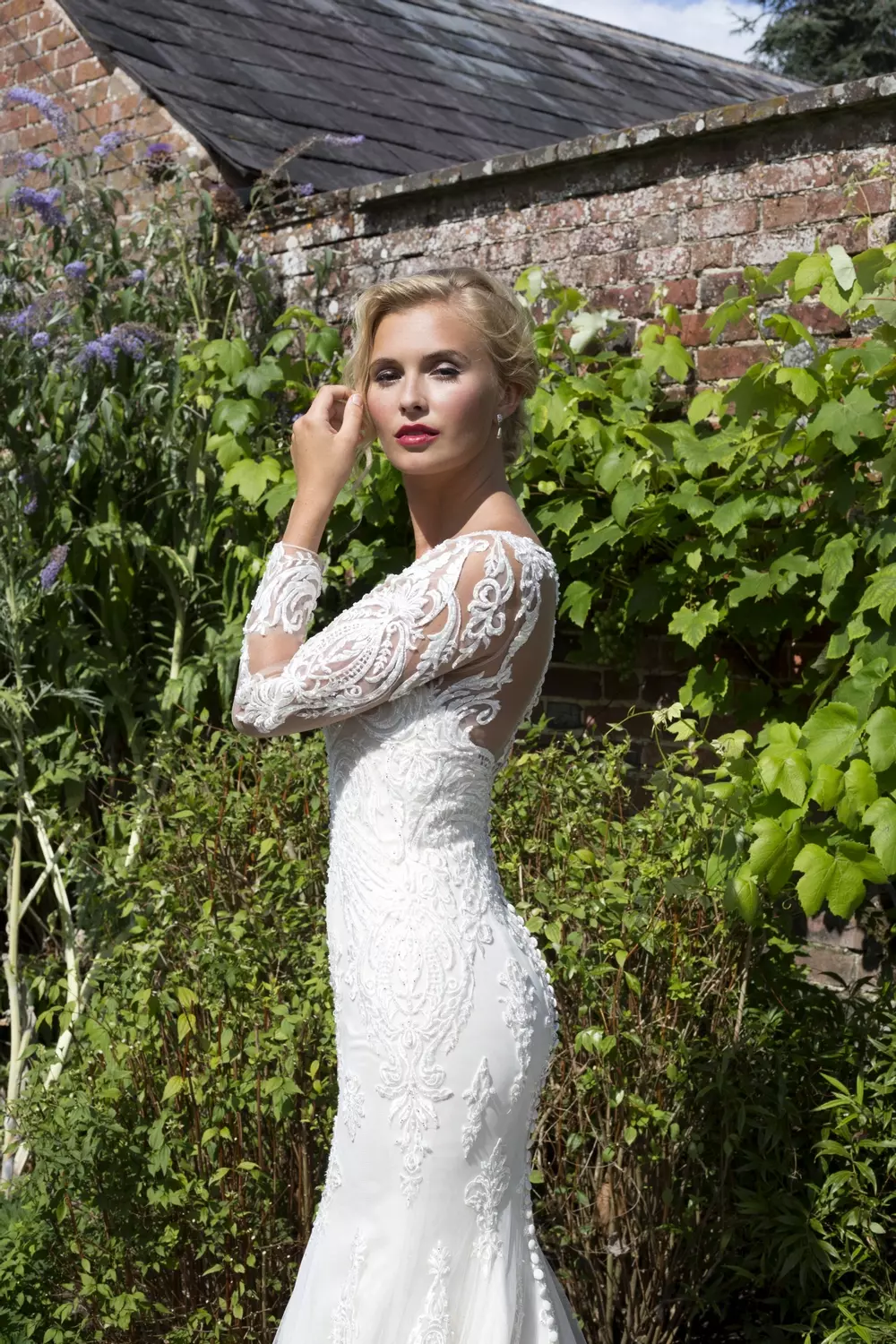 California | Illusion Lace Sleeve Wedding Dress | Nicki Flynn