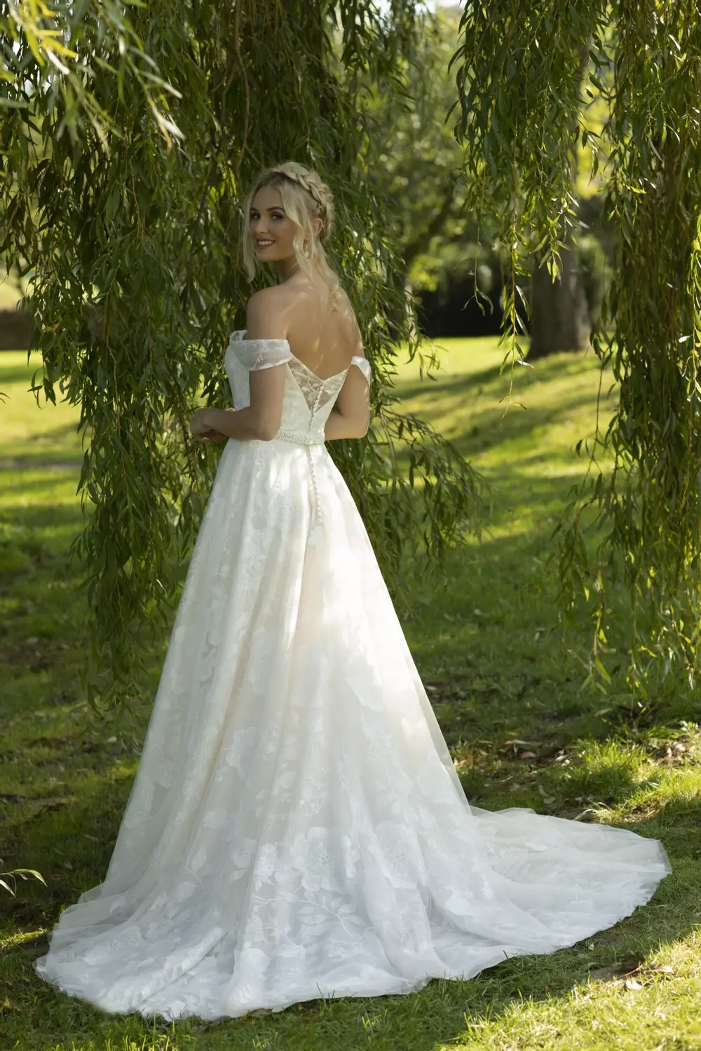 Sutton W394 | Modern Boho Strapless Soft Lace Bridal Gown | True Bride