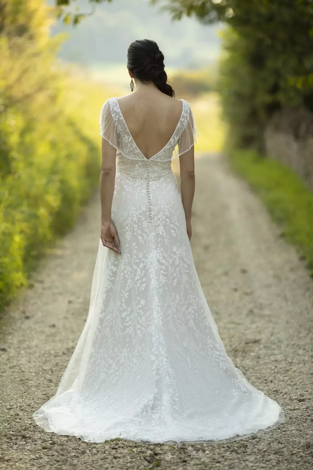 Serena W400 | Modern Beaded Bridal Gown with Graphic Lace | True Bride